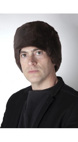 Dark brown rex fur hat – Unisex